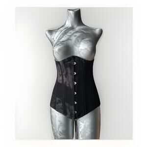Black Under Bust Corset Waist Cincher Gothic Renaissance Wench Costume Medium